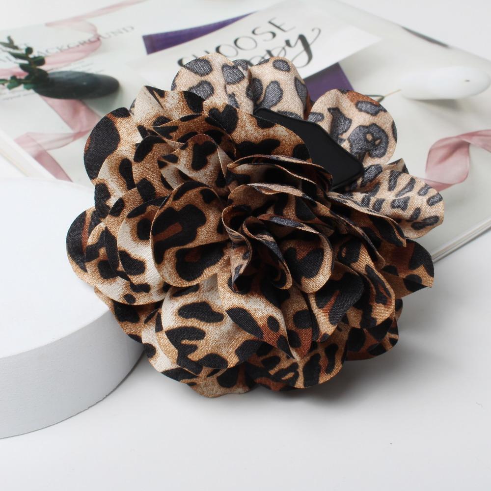 Tkaninowe Kwiatowe Spinki do Włosów dla Kobiet Dziewcząt Lampartowe spinki do włosów Spinka do Włosów Plastykowe spinki do włosów Akcesoria do Włosów