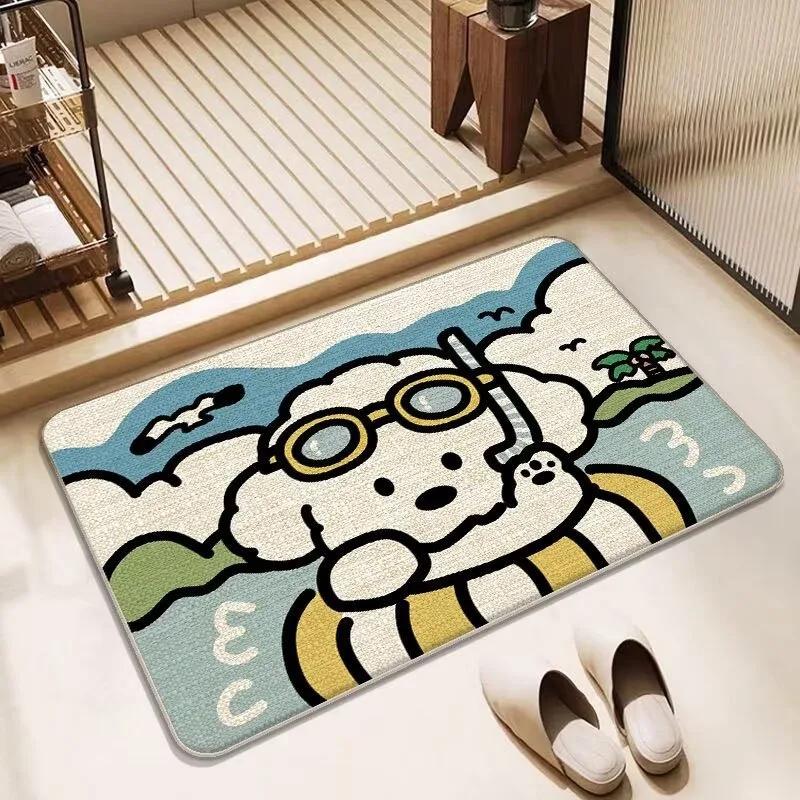 Cute Cartoon Dog Puppy Child Carpet Living Room Sofa Bedroom Study Bathroom Kitchen Entrance Door Mat Non-slip Kid Decor Rug