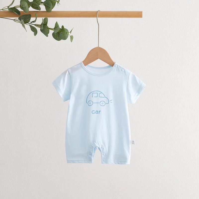 Baby Cotton Short Sleeve Romper - Breathable Newborn Pajamas for Boys & Girls
