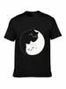 Yin Yang Cats Black White Cute Cartoon T-shirt