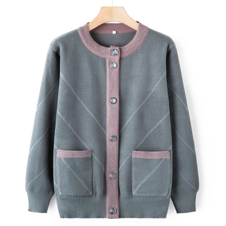 Spring and Autumn Sweater Jacket In The Elderly Knitted Autumn Mother Cardigan Top