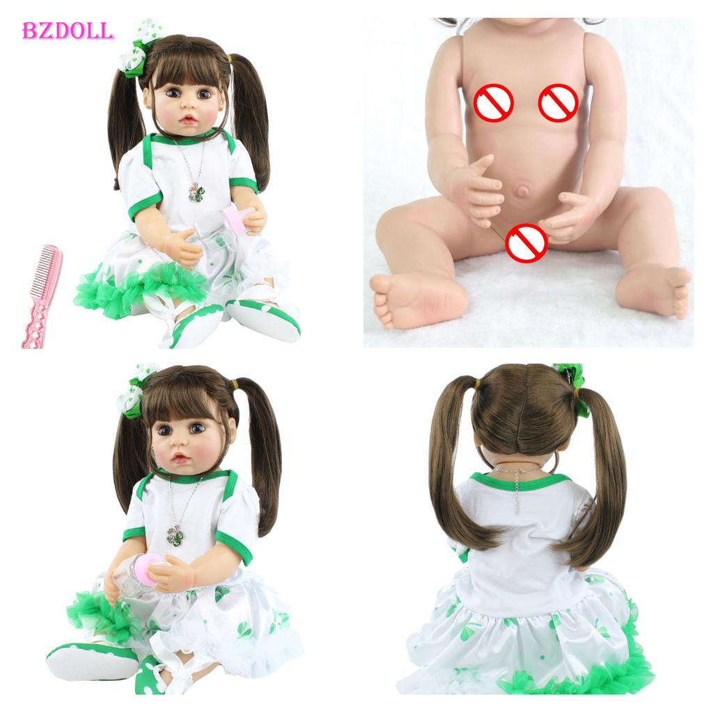 BZDOLL 55cm miękkiego silikonu Reborn Doll zabawka 22 cali jak prawdziwy winyl żywe dzieci element ubioru księżniczka maluch dziewczyna piękny prezent urodzinowy dla dzieci