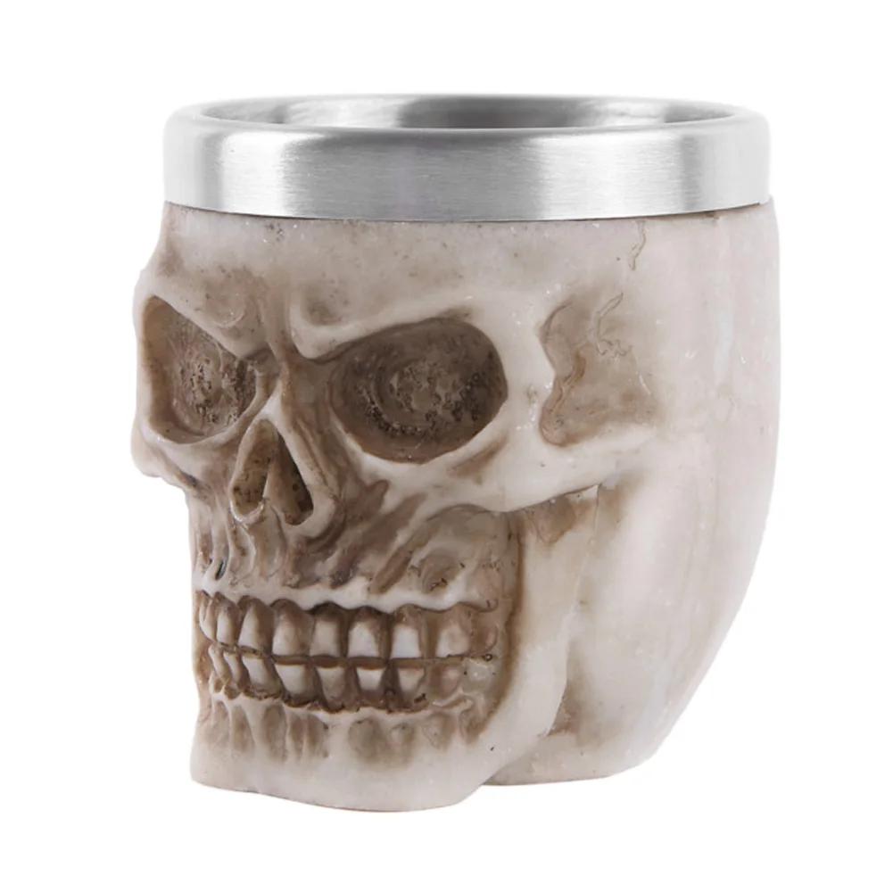 Unique Resin Drinking Mug Strong Stability Skeleton Skull Coffee Cup Heat Resistance Vivid Pattern for Home Bar Ornament Skeleton белый