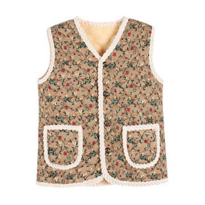 

Винтажный цветочный жилет K-Granny – Уютный ретро бабушкин стиль Beige