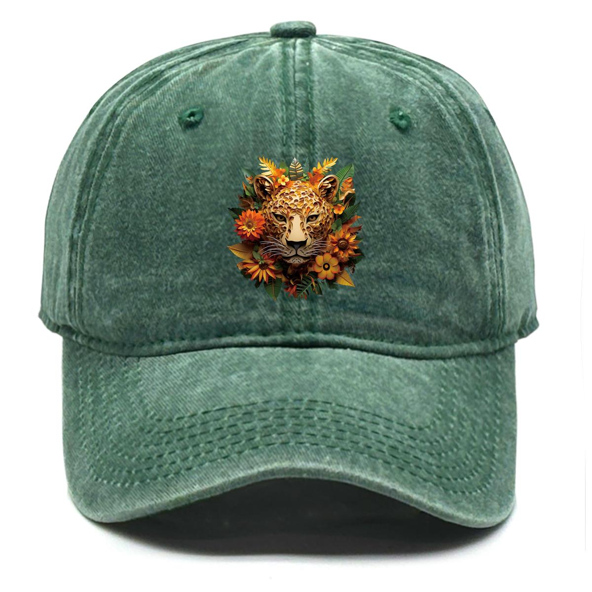 

Flower Leopard Adjustable Baseball Hat Cap For Man Inelastic Distressed Snapback Baseball Caps Perfect For Mountaineering зелений