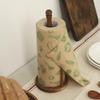Freestanding Wooden Paper Towel Holder Stable Anti-Skid Disposable Paper Holder Space Saving Vertical Tissue Stand for Kitchen
