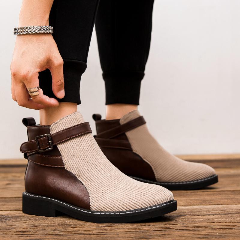 Man Outdoor Fashion Casual British Style Short Boot New High Top Boots Non Slip  Wear Resistant     Lightweight Men's Shoes