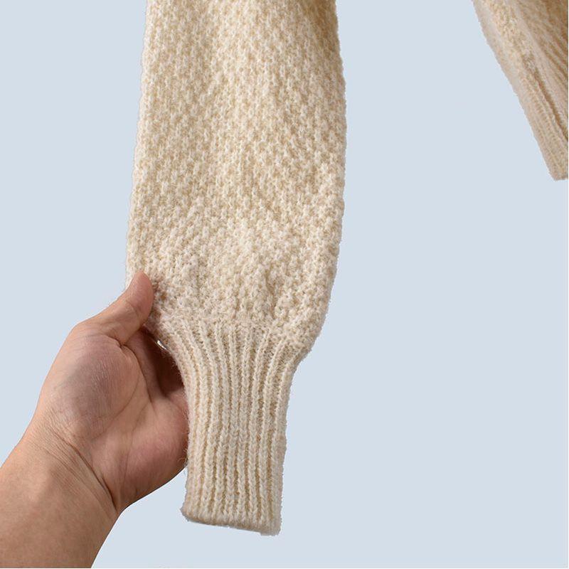 Wool Mohair Spring & Fall Women's Knitting Sweater Lazy Style Long Sleeve Pure Color Cardigan Plaid Loose Elastic Outwear