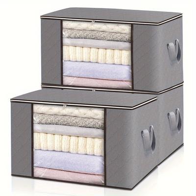 1Pc Portable Large Capacity Quilt Storage Bags Quilted Clothes Organizer with Visual Window, Perfect Home Finishing Storage Bag