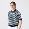 HENRY STUART Men'S Striped Short Sleeve Polo Knit Short Sleeve T-Shirt White
