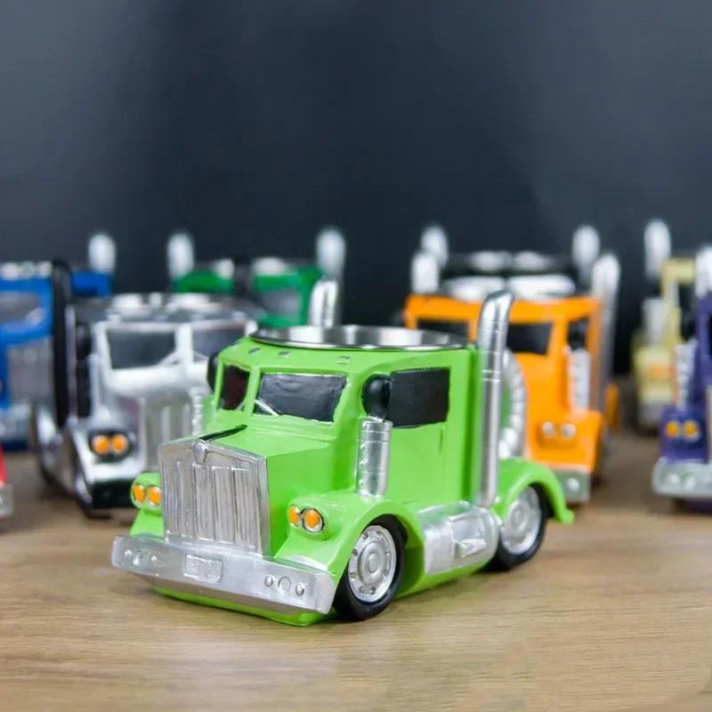 Truck Coffee Mug Creative Semi-Trailer-Shaped Beer Cups Traveling Coffee Cups Ice Milk Cups for Tea Juice Milk Latte Hot
