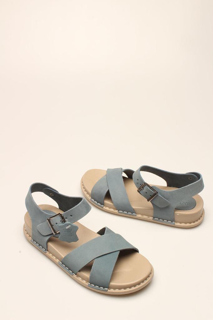 Women's Fashion Sandals P Blue Nubuck Genuine Leather Sandals