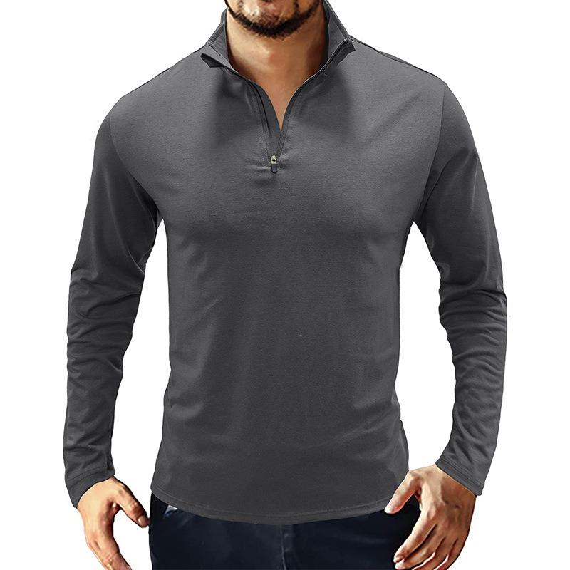 Men S Long Sleeve Polo Shirt Solid Color Casual Fit