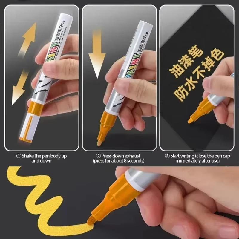 Waterproof Non-Fading White Black Red Paint Pen Graffiti Touch up Tire Marking Quick-Drying Marker for Auto Body Repair