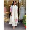 Beautiful White Pure Cotton Kurti Pant Dupatta Set Indian Designer Kurta Set
