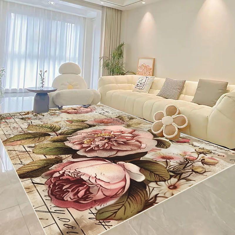Living Room Decoration Flower Carpets Modern Home Light Luxury Rug Parlour Sofa Side Soft Floor Mat Bedroom Bedside Large Carpet