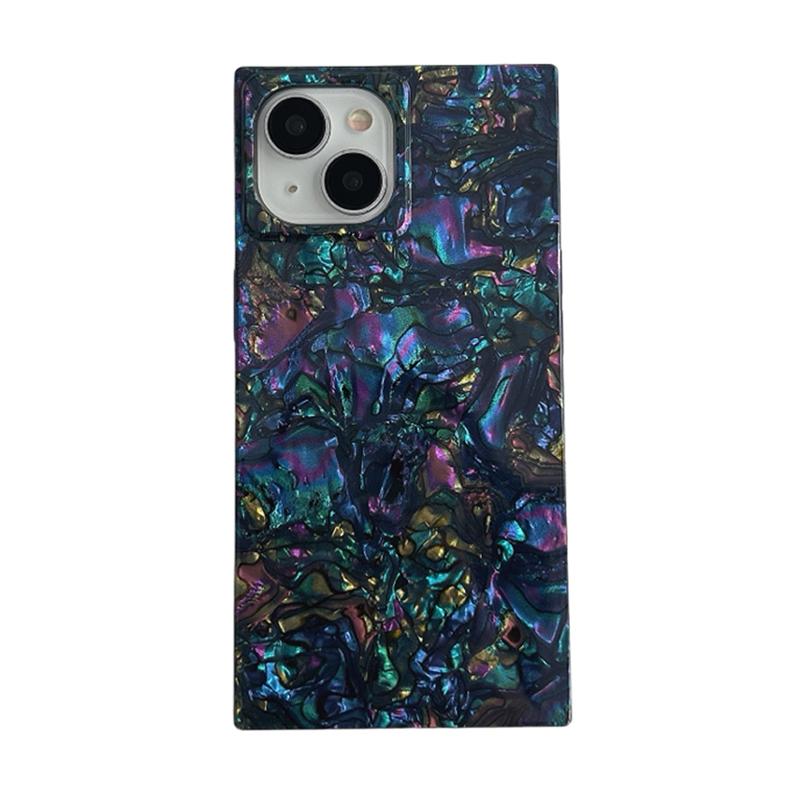 

Rainbow Color Pearl Shell Pattern Rectangle Case For iPhone 16 17 Pro Max 15 14 13 Fashion Unique Soft TPU Back Cover iPhone 15 Pro