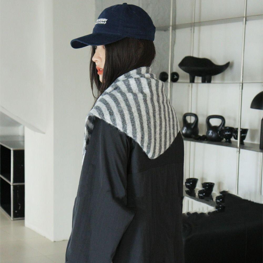 Cashmere Striped Scarf Plush Cape Wraps Simple Winter Shawl  Women/Men
