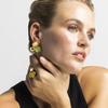 Boucles d'oreilles - Œil-de-chat multicolores - Plaqué or 18 ct - Laiton - Femme