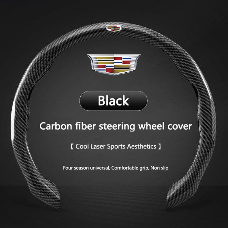 5D Carbon Fiber Car Steering Wheel Cover Anti-slip Booster For Cadillac ESCALADE ESV CT4 CT5 CT6 XT4 XT5 XT6 LYRIQ ATS CTS SRX