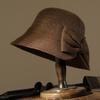 Hat Lady Autumn and Winter Middle-aged Elegant Bow Woolen Top Hat Fashion Thermal Basin Hat Versatile Bucket Hat