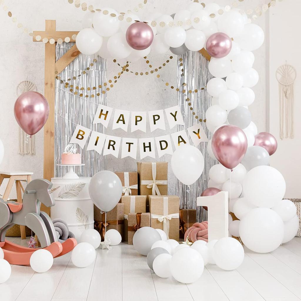 144PCS White Latex Balloon Set Suitable for Birthday Parties, Weddings, Valentine's Day Party Decorations