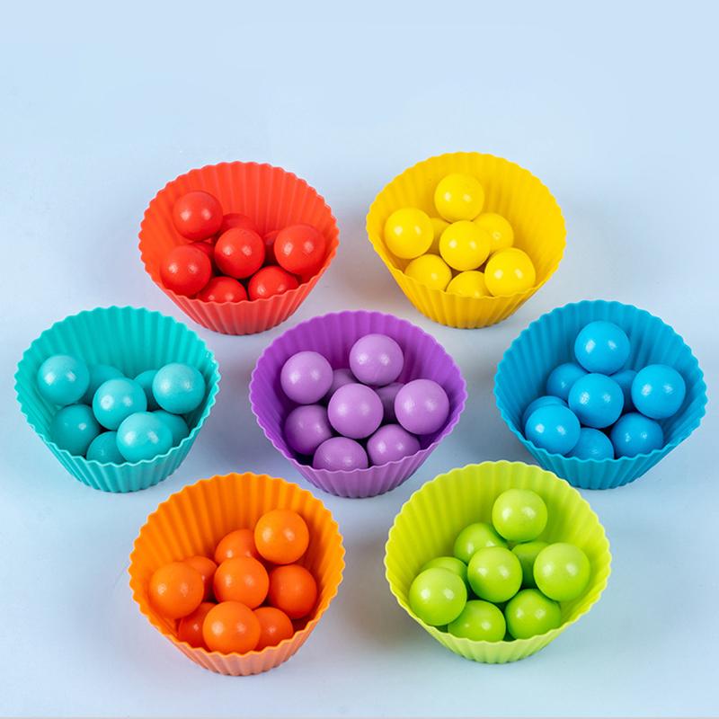 Wooden Montessori Clip Beads Toy Color Sorting Matching Early Learning Educational For Children Kids Fine Motor