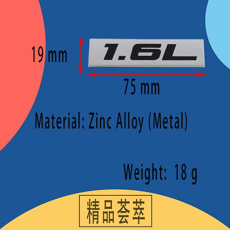 Premium 1.6L 1.6 L for Universal Car Engine Hood Fender Trunk Tail Rear Bonnet Nameplate Decal Emblem Badge Sticker