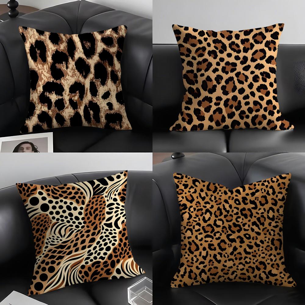Leopard Print Fashion Cushion Cover Pillowcase Ultra Soft Skin Friendly Fabric Cloud Like Comfort  Concealed Zipper