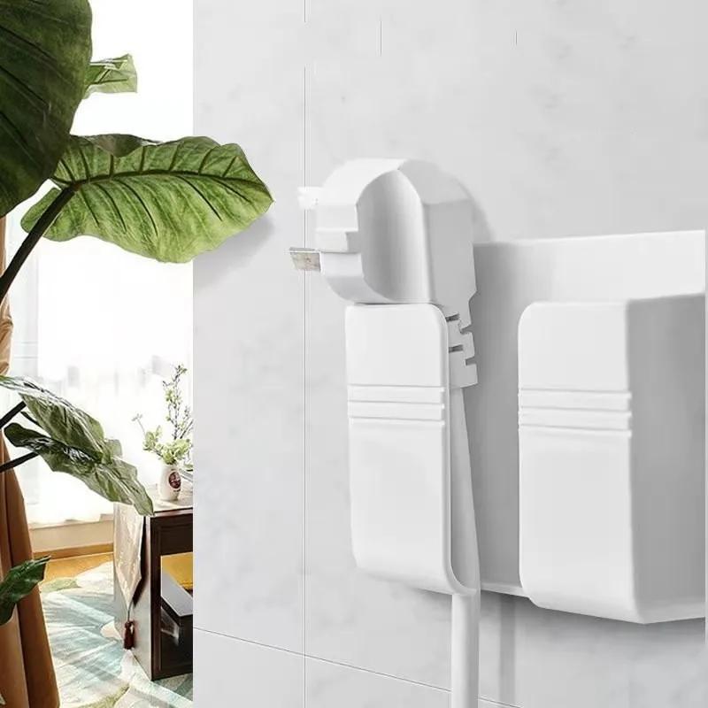 Punch Free Self Pasting Phone Storage Box Self-dhesive TV Remote Control Organizer Rack Wall-mounted Phone Plug Charging Holder