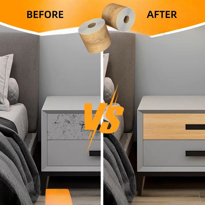 1pc Simulation Wood Grain Repair Glue Tape Roll ,Self-adhesive Wallpaper Contact Paper ,Door Furniture Table Decor, Furniture Fl