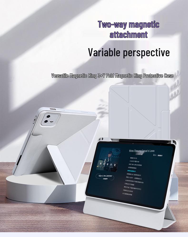 Xiaomi 7sPro Tablet Case: Magnetic 3+Y Fold, 6S Rotating, 56Pro Detachable, 12.5 Drop-Proof, Fits 14".
