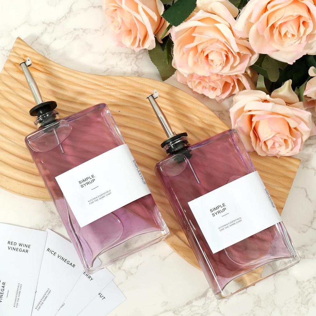 2Pcs Glass Olive Oil Dispenser Bottle 350ML Seasoning Vinegar Bottle Condiment Container Cooking Oil Dispenser Kitchen Supplies