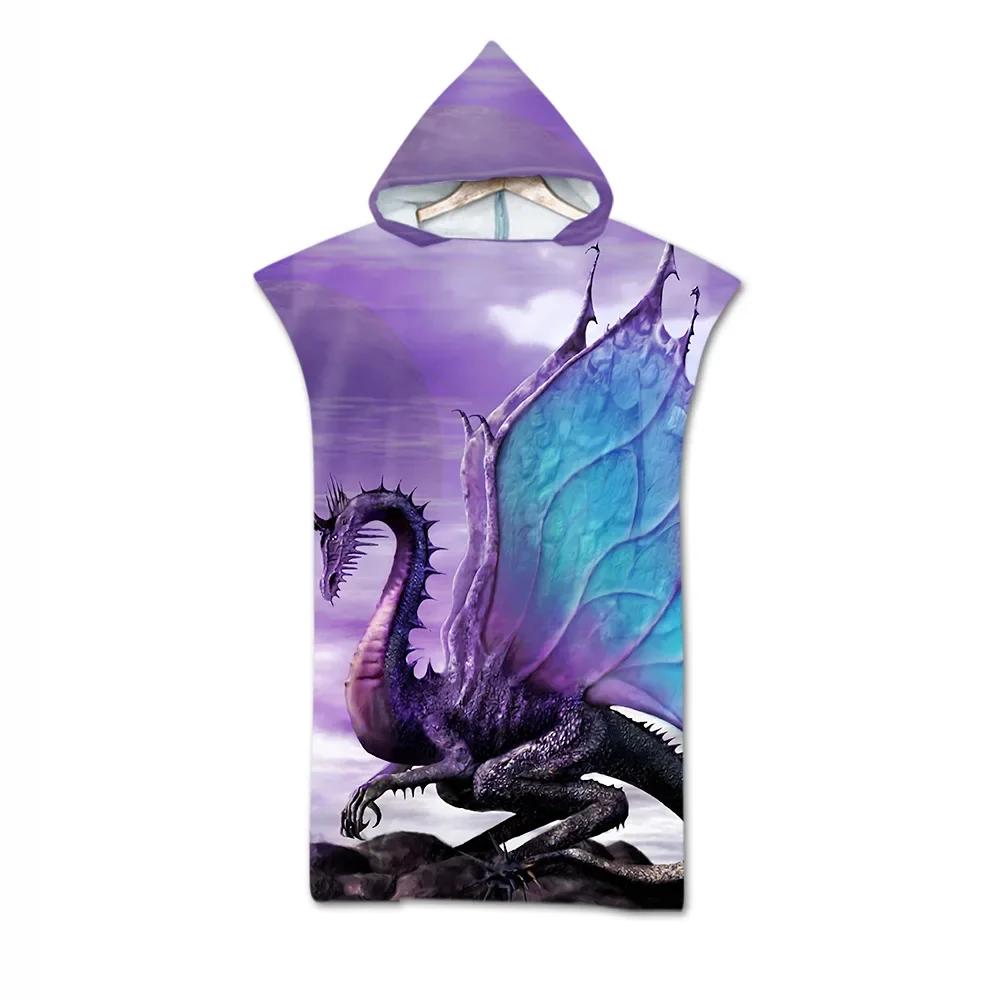 Beach Towel Cape Seaside Change Bathrobe Printed Hooded Bath Towel Wolf Model Hooded Wearable Bath Towel