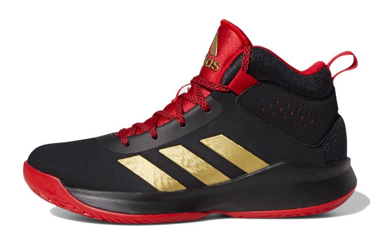 

Adidas Cross Em Up 5 Breathable Mid top Vintage Basketball Shoes Black Red Gold Kids FZ1475 30