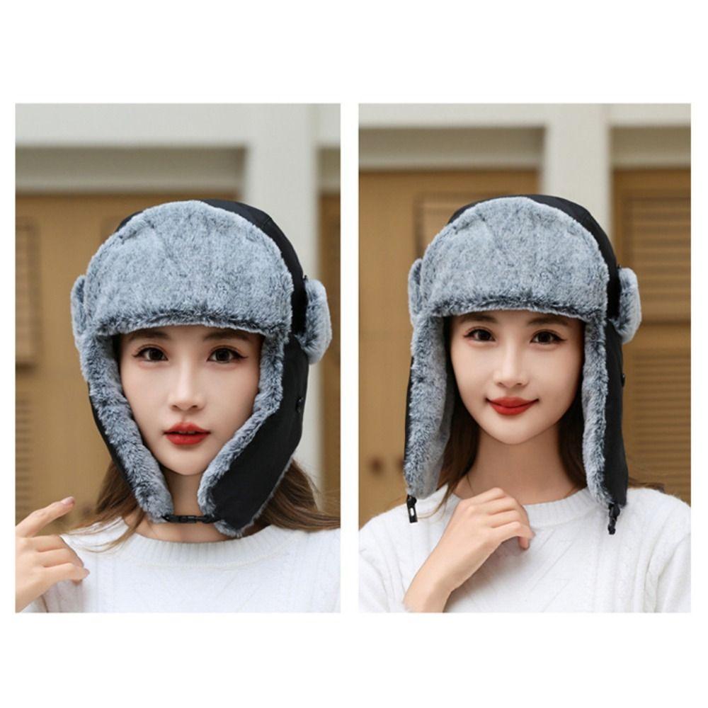 Windproof Lei Feng Hat Warmth Plush Hood Cap Fashion Cold Hat  For Women Man