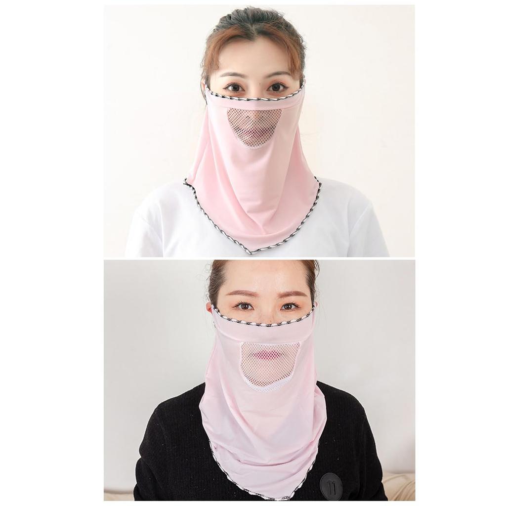 Ice Silk Mask Summer Breathable Mesh Cycling UV Protection Bandana Mask Moister Wicking Outdoor Neck Gaiter Women Face Cover