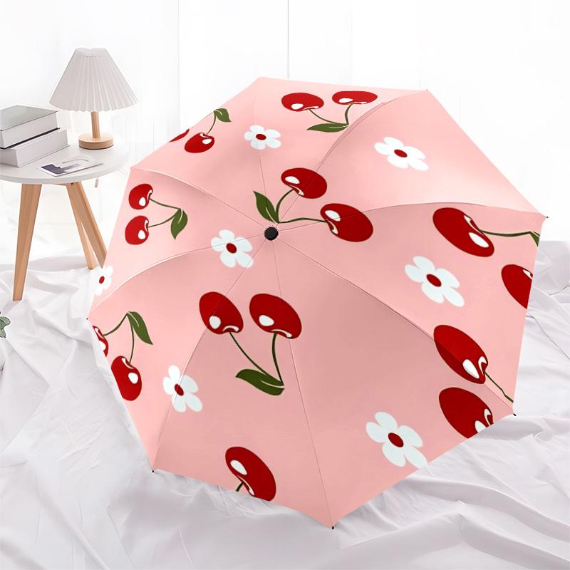 1pz Ombrello Pieghevole Automatico Apri/Chiudi alla Moda Rosa Ciliegia con 8 Stecche, Portatile Antivento, Uso Quotidiano134