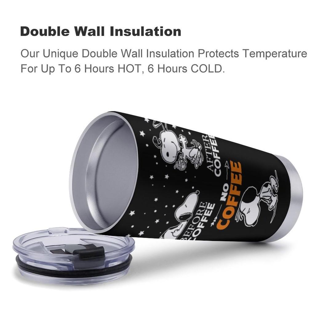 Snoopy Tumbler Mug Coffee Cup Convenience Store Cup Cold Insulation Water Bottle Direct Drinking Stainless Steel with Lid Portable Straw Character