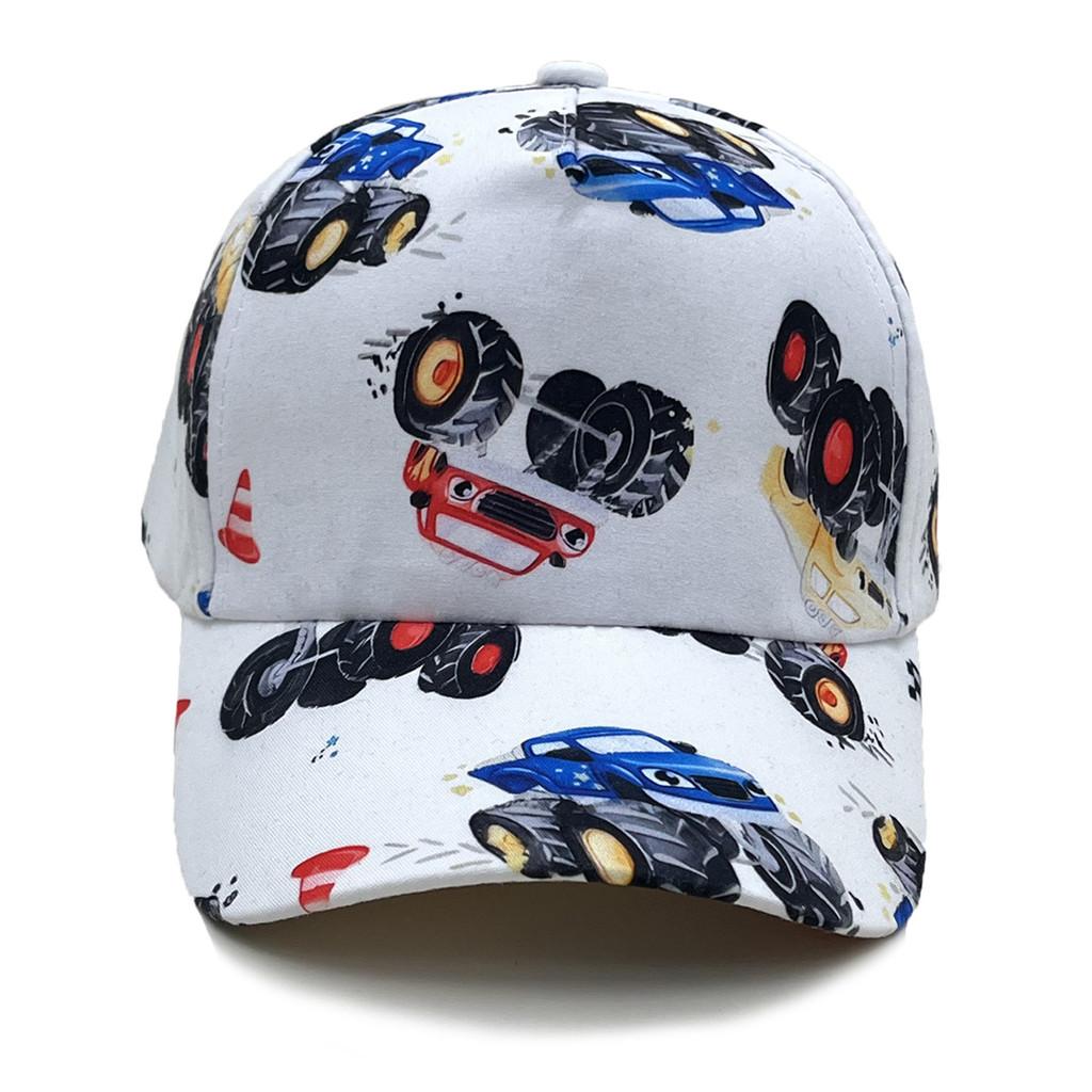 Kids Cotton Baseball Hat With Embroidered Construction Truck For Summer Sunshade