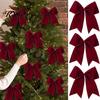 Staircase Hanging Bows 2Pcs Christmas Tree Bow Decors, Velvet Fabric Holiday Wreath Ornament Seasonal Home Accents for Home, Festive Garland
