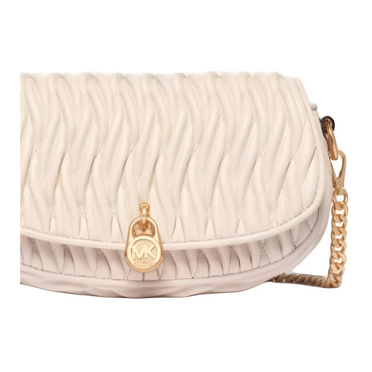 Michael Kors Mila Oval Flap Design Crossbody Bag Small Women Bags Cream 35S6GIMC5Y-WHITE
