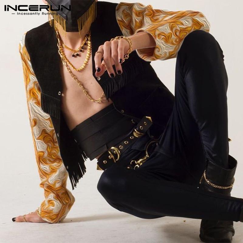 

INCERUN Весенняя мужская черная безрукавки кисточки жилет хип-хоп свободный танк топы