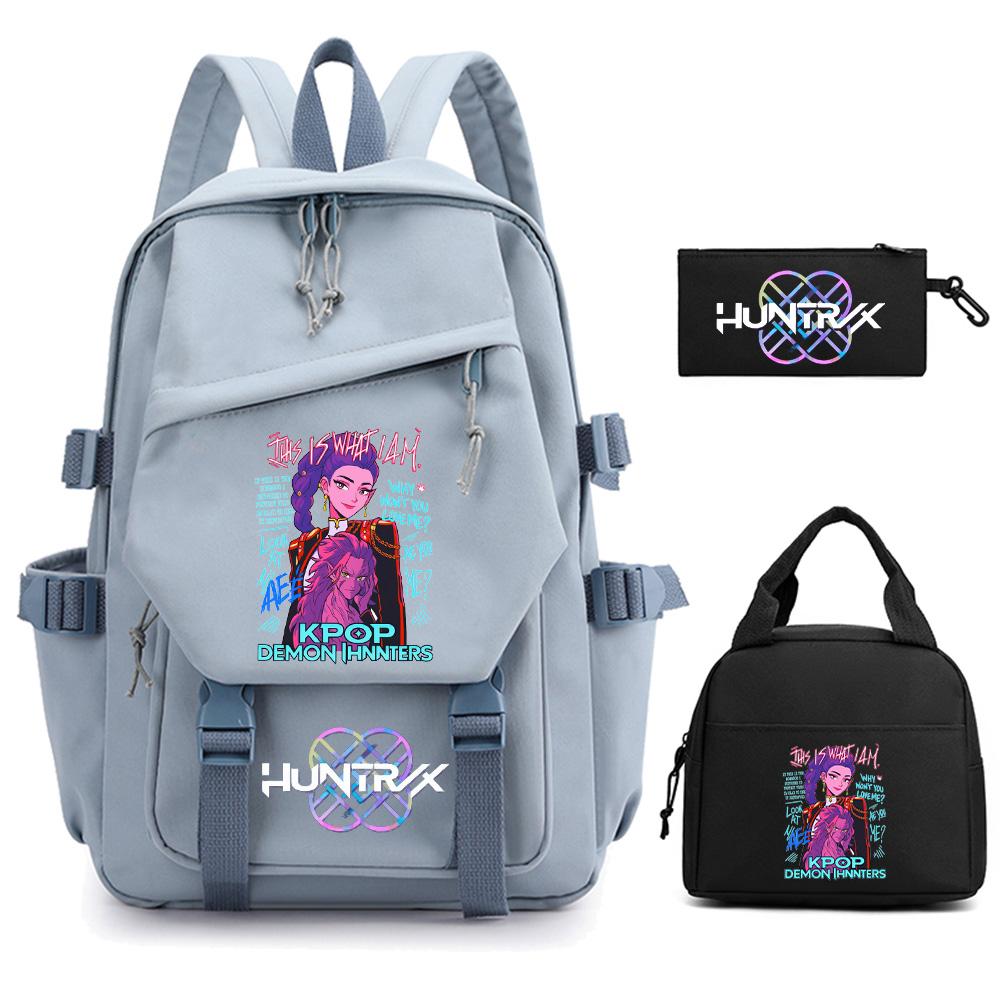 3Pcs/set K-pop Demon Hunters Printed Backpack for Teenger Boy Girl Large Capacity Schoolbag Children Student Bookbag Women Waterproof Travel Bag