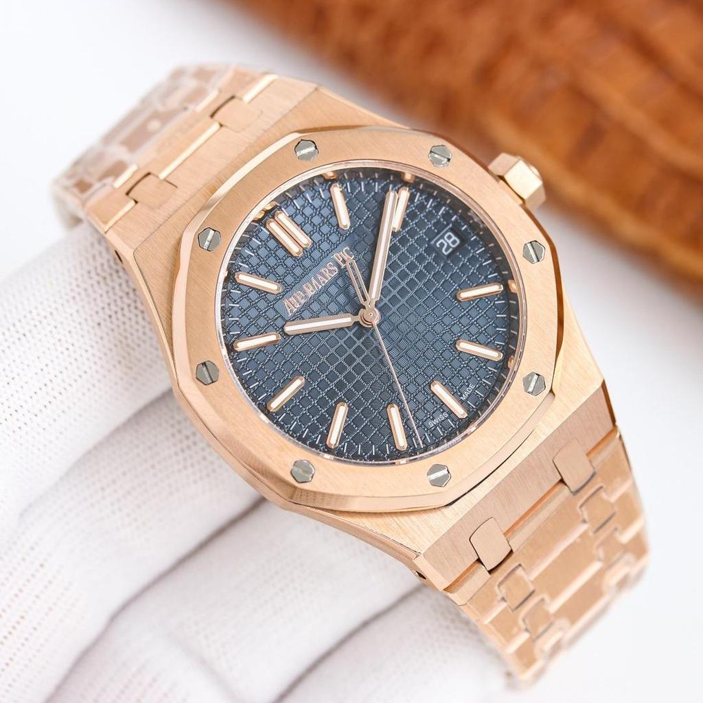 AP Royal Oak Automatik Leuchtende Herren-Stahl-Armbanduhr mit Sichtboden