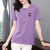 Summer Cotton Printing Letter Mid Length Version T-shirt Women High Quality Short Sleeve O-collar Loose Vent Lady Casual Top
