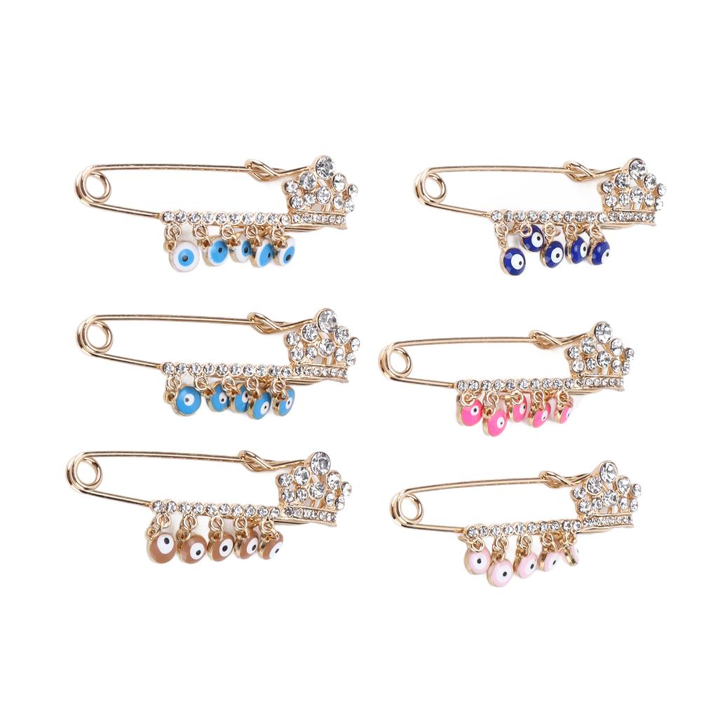 6pcs Brooch Bright Golden 6 Colors Elegant Style Decorative Attractive Jewelry for Parties Appointments