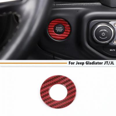 Red Carbon Engine Start Stop Button Cover Accessories For Gladiator JT/JL 18-25