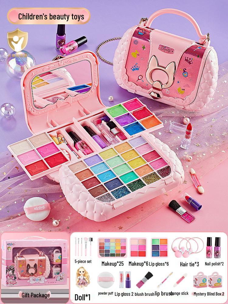 

Детский набор для макияжа с куклой: Коробка с косметикой принцессы с лаком для ногтей