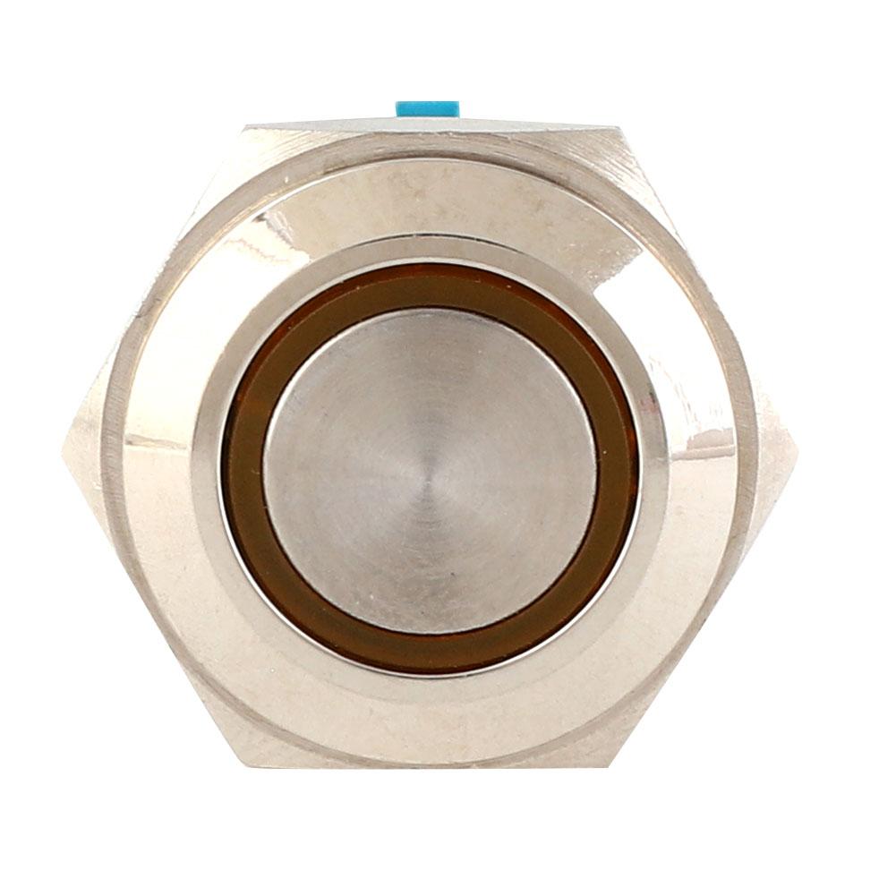 2pcs 12 24VDC Push Button Switch 16mm Self Locking Metal Button Switch with Light(Yellow )